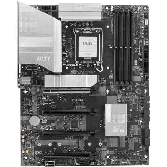 Msi pro b860-p socket 1851 moederbord (zilver, raid, 5gb-lan, sound, atx)