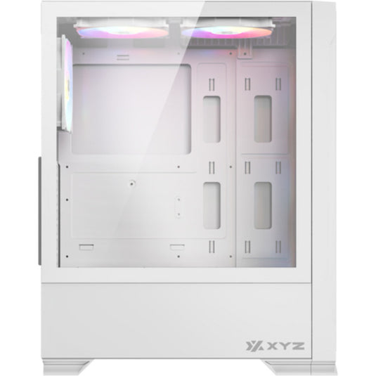 Xyz pc gear airone 300-x mesh midi tower behuizing (wit | 1x usb-a | 1x usb-c | tempered glass)