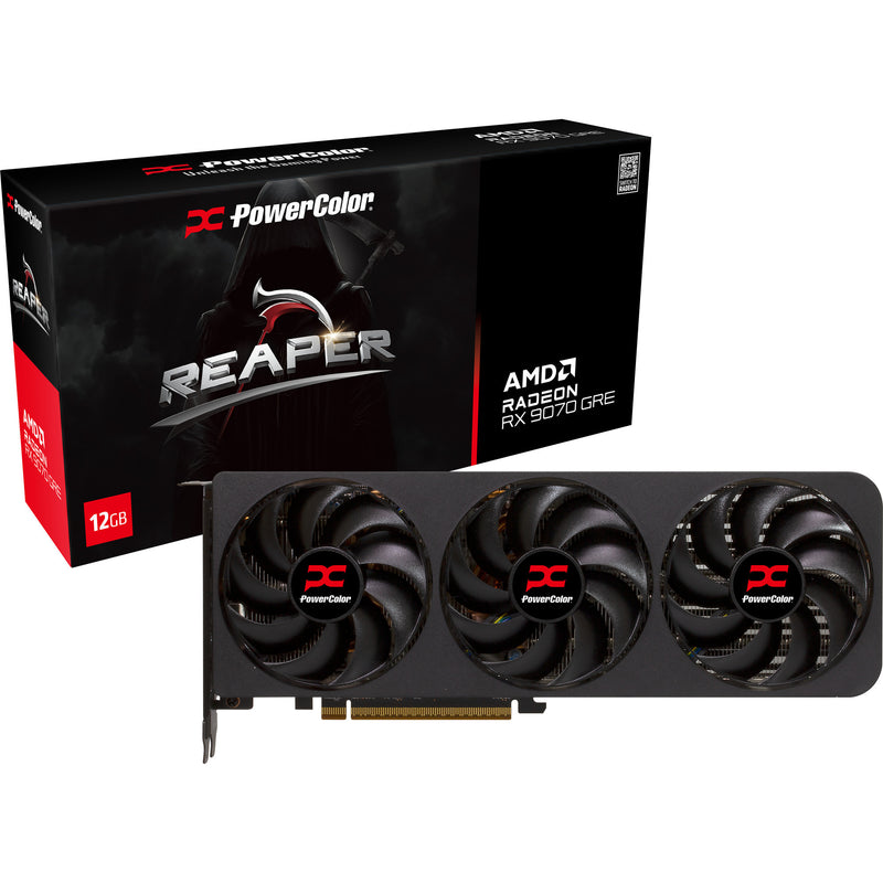 Afbeelding laden in galerijviewer, Powercolor radeon rx 9070 gre reaper 12gb gddr6 grafische kaart (zwart, rdna4, 3x displayport, 1x hdmi 2.1)
