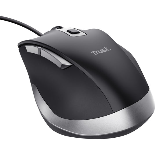 Trust fyda bedrade muis (zwart grijs, 600 - 5000 dpi)