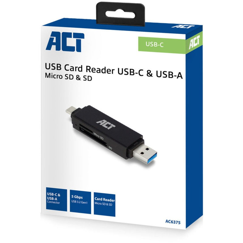 Afbeelding laden in galerijviewer, Act connectivity usb-c usb-a kaartlezer, sd micro sd (zwart)
