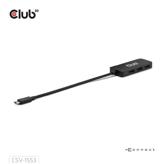 Club 3d usb-c naar 3x displayport hub (zwart)