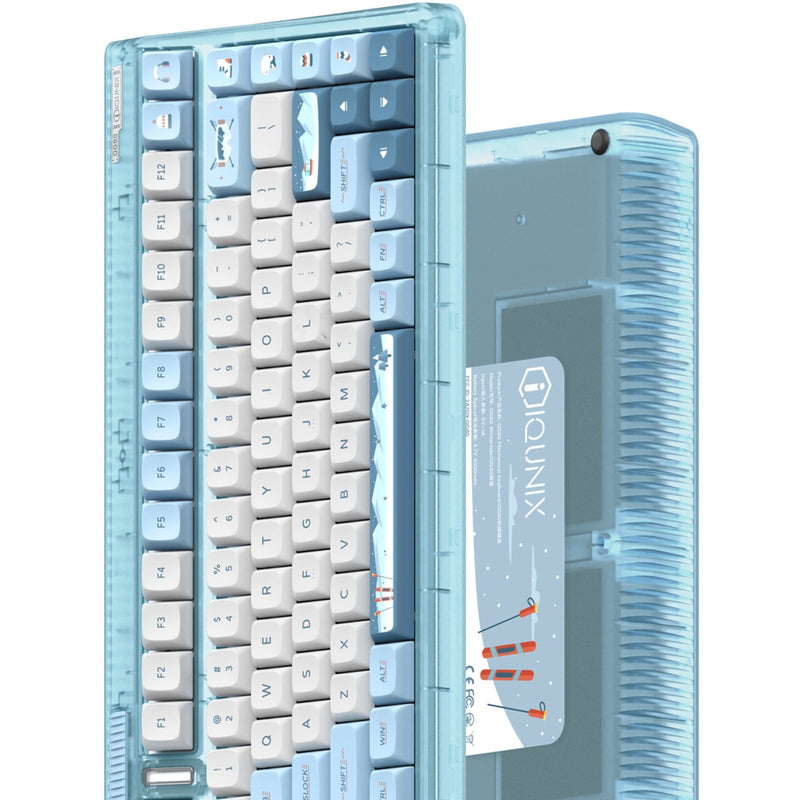 Afbeelding laden in galerijviewer, Iqunix og80 wintertide wireless mechanical keyboard (lichtblauw, us lay-out (qwerty), iqunix moonstone, 80% (tkl), rgb leds, hot-swappable, pbt, 2.4ghz | bluetooth 5.1 | usb-c)
