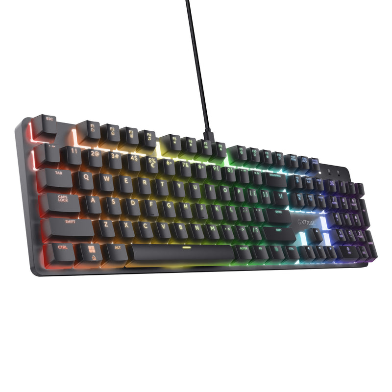 Afbeelding laden in galerijviewer, Trust gxt 871 zora mechanisch gaming toetsenbord (zwart, us lay-out (qwerty), huano red, 100%, rgb)
