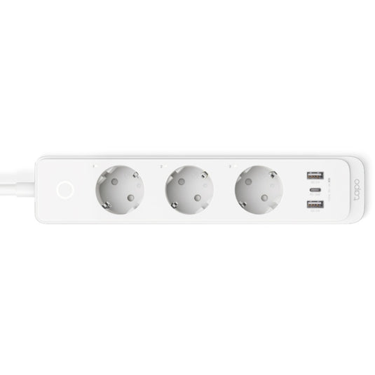 Tp-link tapo p300 smart wifi-stekkerdoos (wit, 2x usb-a, 1x usb-c, wifi, bluetooth 4.2)