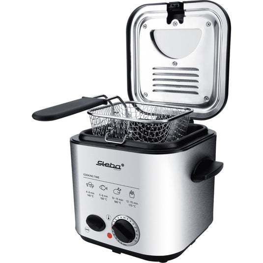 Steba df95f - minifriteuse fondue frituurpan (roestvrij staal zwart, 1,25 liter)
