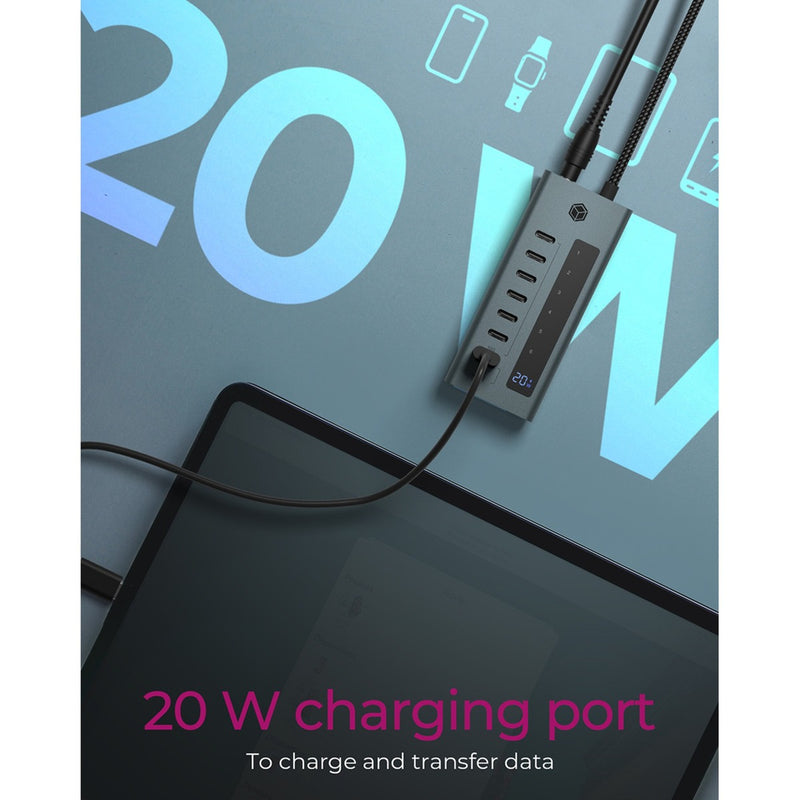 Afbeelding laden in galerijviewer, Icy box 7-port usb-c 3.2 gen 2 usb-hub (blauwgrijs)
