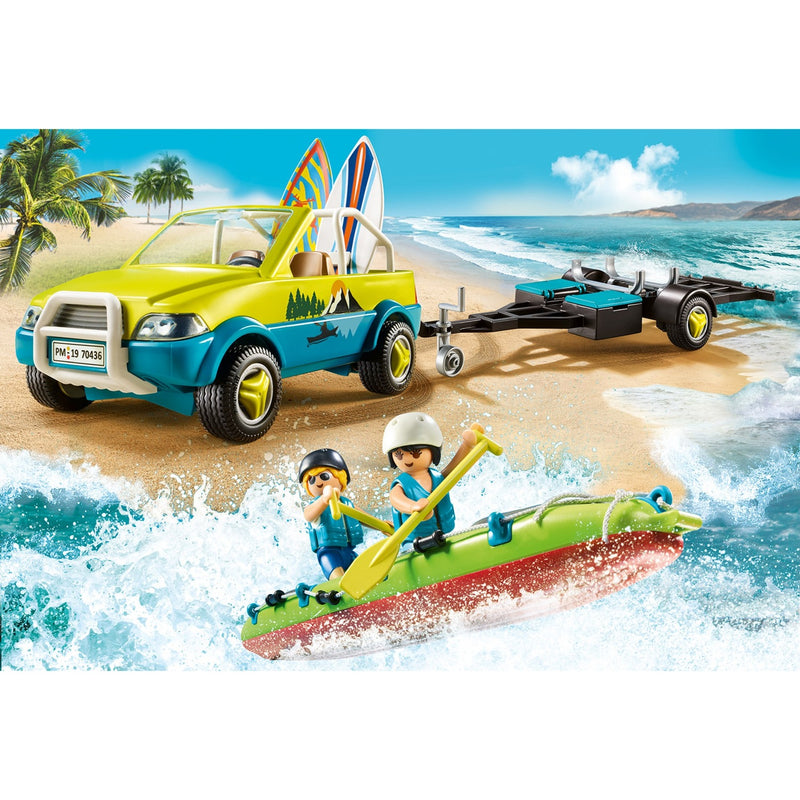 Afbeelding laden in galerijviewer, Playmobil family fun - strandwagen met kano's constructiespeelgoed (70436)

