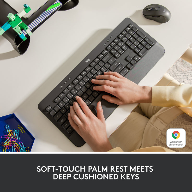 Afbeelding laden in galerijviewer, Logitech signature k650 wireless comfort toetsenbord (grafiet, us-international lay-out (qwerty), 100%)
