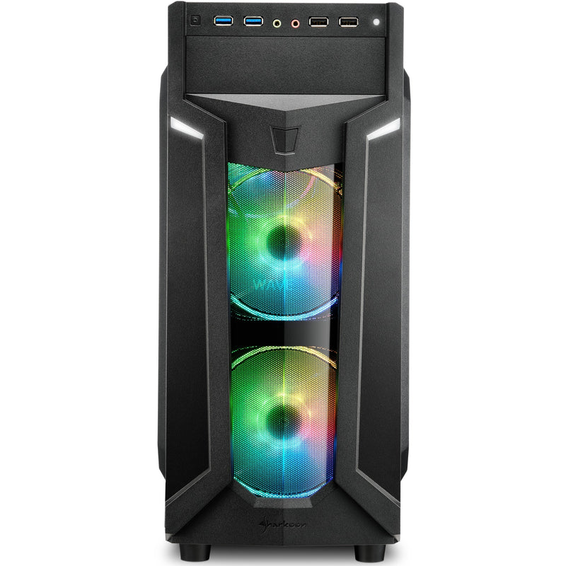 Afbeelding laden in galerijviewer, Sharkoon vg6-w rgb midi tower behuizing (zwart | 4x usb-a | rgb | window)
