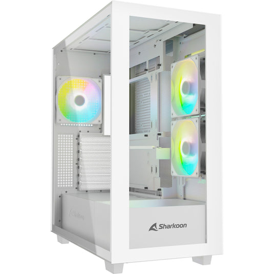 Sharkoon rebel c60 rgb midi tower behuizing (wit | 2x usb-a | 1x usb-c | rgb | tempered glass)