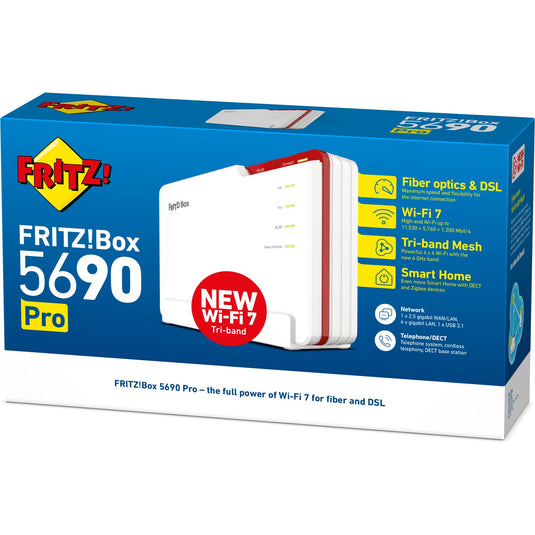 Fritz! box 5690 pro edition international router (wit rood, mesh wi-fi)