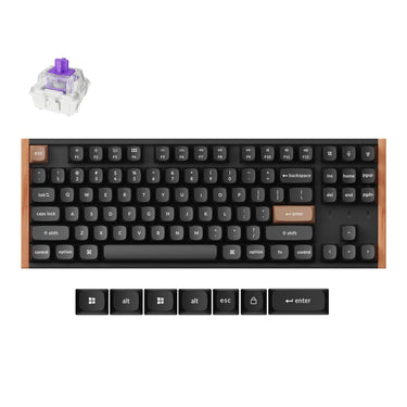 Keychron k8 he-f1 rgb mechanisch toetsenbord (zwart, us lay-out (qwerty), gateron double-rail magnetic nebula, 80% (tkl), rgb leds, osa double-shot pbt, hot swap, usb-c | 2.4 ghz | bluetooth 5.1)