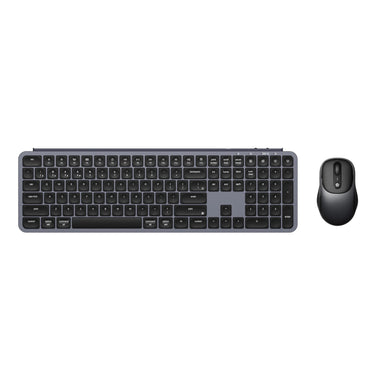 Keychron b6 pro keyboard and bm24 mouse wireless combo desktopset (grijs, us lay-out (qwerty), scissor switches, 100%, 100 - 2400 dpi, abs keycaps, 2.4 ghz bluetooth usb)