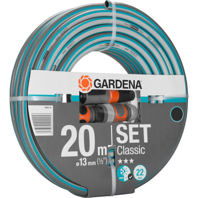 Afbeelding laden in galerijviewer, Gardena classic slang 13 mm (1 2 ), met accessoires (grijs turquoise, 18008-20, 20 m)
