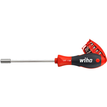 Wiha schroevendraaier met bitmagazijn magnetisch (zwart rood, met 8 bits)