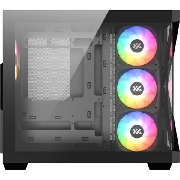 Afbeelding laden in galerijviewer, Xyz pc gear qubex midi tower behuizing (zwart | 2x usb-a | 1x usb-c | tempered glass)
