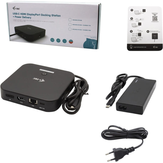 I-tec usb-c hdmi dp docking station with power delivery 65w + universal charger 77 w (zwart)