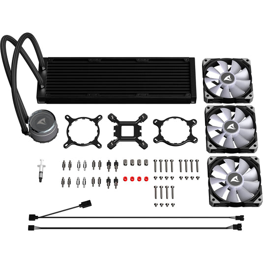 Sharkoon s90 rgb waterkoeling (zwart, 4-pins pwm fan-connector)