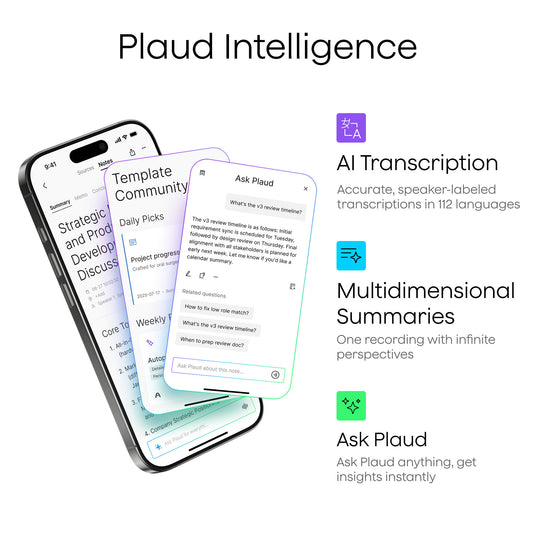 Plaud note pro dicteerapparaat (zilver, 64 gb, bluetooth (ble 5.4), dual-band wi-fi (2.4ghz 5ghz))