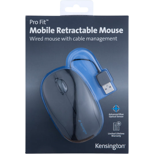 Kensington pro fit intrekbare mobiele muis (zwart, 1000dpi)