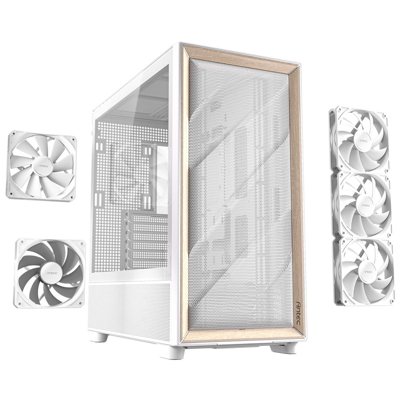 Afbeelding laden in galerijviewer, Antec flux midi tower behuizing (wit | 2x usb-a | 1x usb-c | tempered glass)
