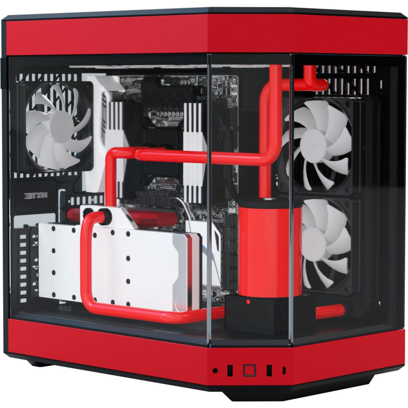 Afbeelding laden in galerijviewer, Hyte y60 midi tower behuizing (rood zwart | 3x usb-a | tempered glass)
