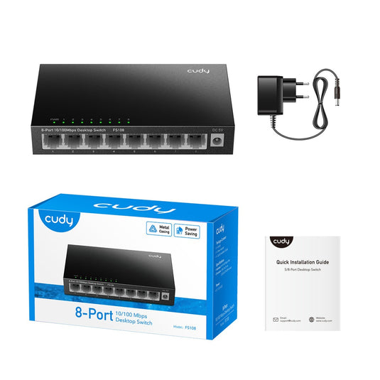 Cudy 8-port 10 100 mbps desktop switch (zwart)