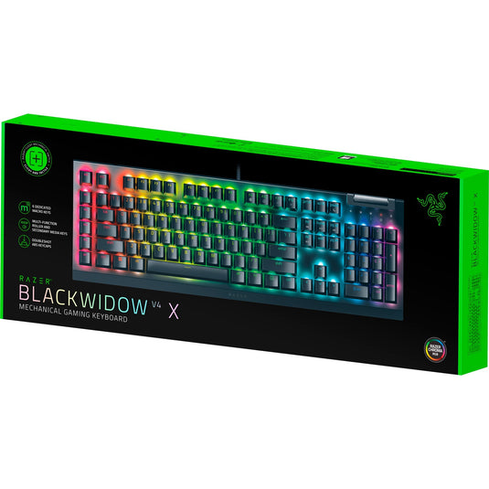 Razer blackwidow v4 x, gaming toetsenbord (zwart, us lay-out, green, rgb leds, doubleshot abs)