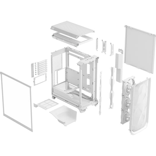 Fractal design meshify 3 midi tower behuizing (wit | 2x usb-a | 1x usb-c | tempered glass)