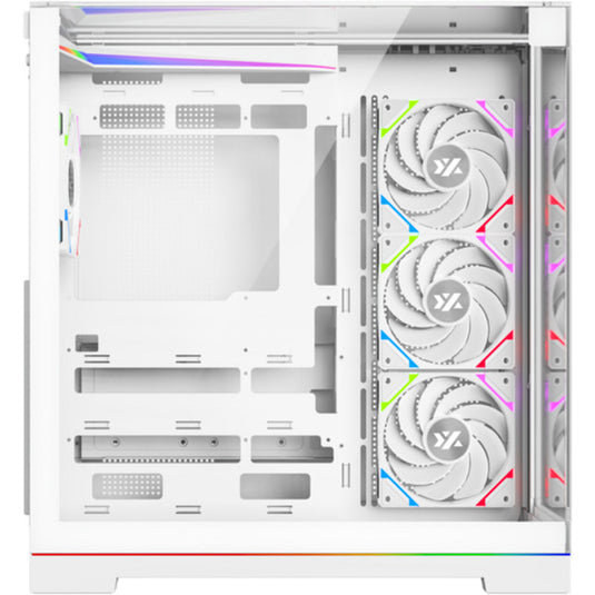 Xyz pc gear tesseract a-rgb midi tower behuizing (wit | 2x usb-a | 1x usb-c | rgb | tempered glass)