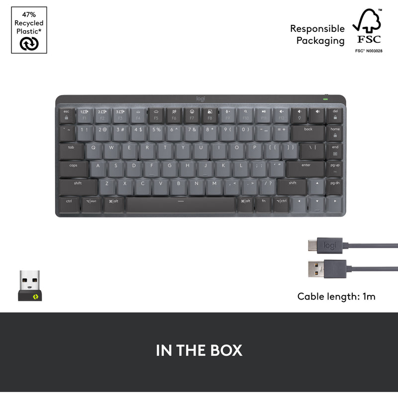 Afbeelding laden in galerijviewer, Logitech mx mechanical mini toetsenbord (zwart, us-international lay-out (qwerty), gl tactile, 80% (tkl), bluetooth)
