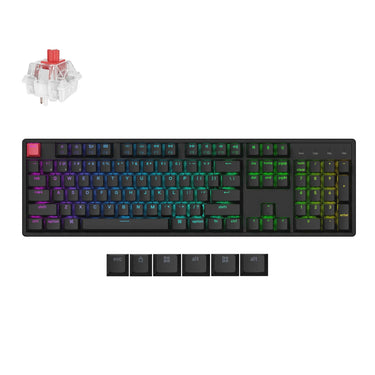 Keychron k10x-j1 rgb mechanisch toetsenbord (zwart, us lay-out (qwerty), super red, 100%, rgb, cherry double-shot pbt keycaps, hot swap, bluetooth usb-c)