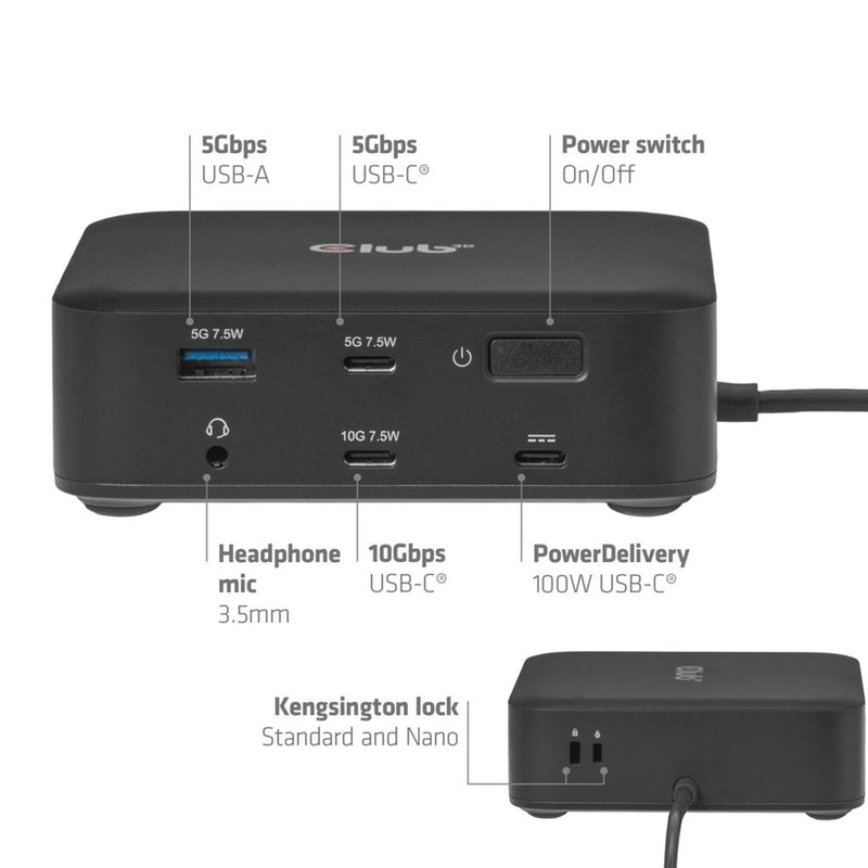 Afbeelding laden in galerijviewer, Club 3d 12-1 usb-c® quad displaylink dockingstation (zwart)
