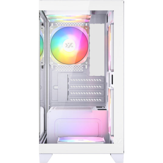Xyz pc gear titanium view lite midi tower behuizing (wit | 2x usb-a | tempered glass)