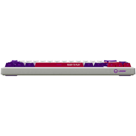 Lorgar kbp70mw rgb mechanisch gaming toetsenbord (wit, us lay-out (qwerty), logar toxic purple, 65%, rgb, hot-swappable, pbt double-shot, bluetooth | 2.4ghz | usb)