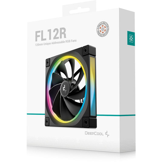 Deepcool fl12r rgb case fan (zwart, 120 x 120 x 25 mm, pwm)