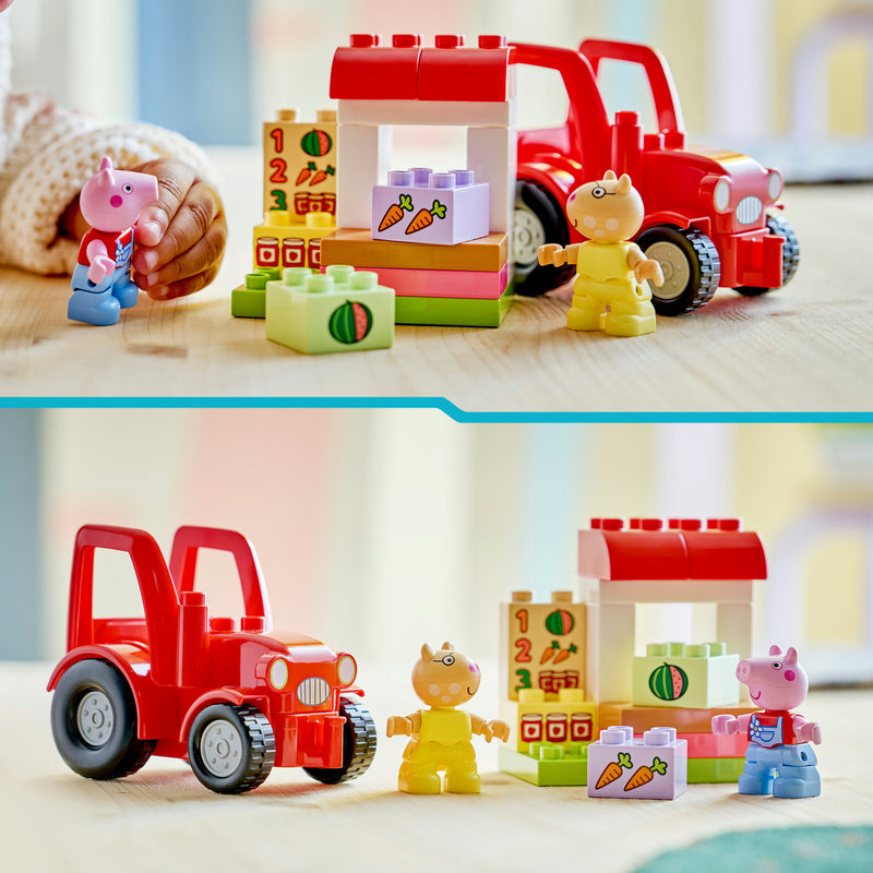 Afbeelding laden in galerijviewer, Lego duplo peppa big tractor en marktkraam dieren speelgoed voor peuters - 10468
