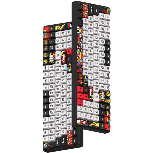Iqunix f97 graffiti diary wireless mechanical keyboard (zwart, us lay-out (qwerty), cherry mx silent red, 96%, rgb leds, hot-swappable, pbt, 2.4ghz | bluetooth 5.1 | usb-c)