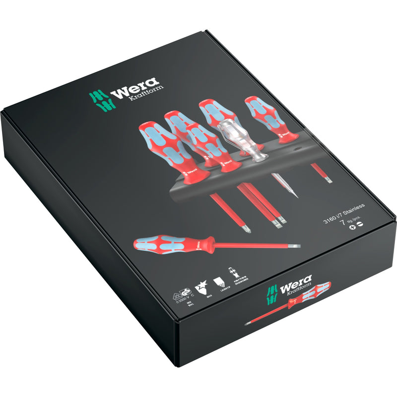Afbeelding laden in galerijviewer, Wera 3160 i 7 schroevendraaierset kraftform plus, roestvrij staal + rek (rood blauw, 7-delig)
