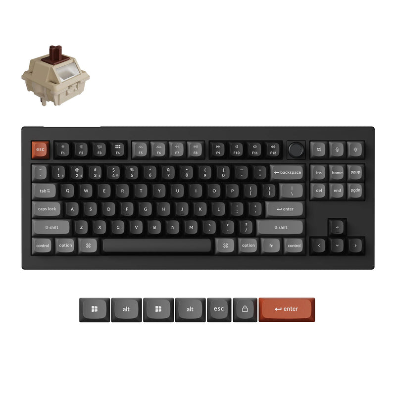 Afbeelding laden in galerijviewer, Keychron v3 ultra 8k wireless custom mechanical keyboard (zwart, us lay-out (qwerty), silk pom brown, 80% (tkl), rgb, hot swap, 2.4 ghz | bluetooth 5.3 | usb-c)
