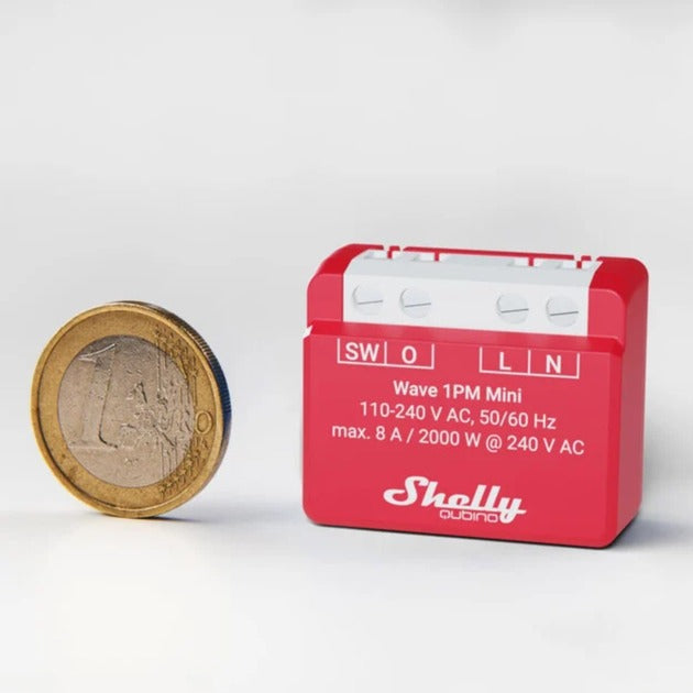 Afbeelding laden in galerijviewer, Shelly qubino wave 1pm mini relais (rood wit, 1-kanaals, z-wave)
