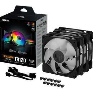 Asus tuf gaming tr120 argb case fans (zwart transparant, 3 stuks, 120 x 120 x 25 mm)