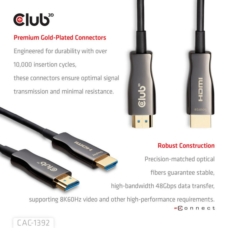 Afbeelding laden in galerijviewer, Club 3d hdmi hybride aoc kabel (zwart, 30 meter)
