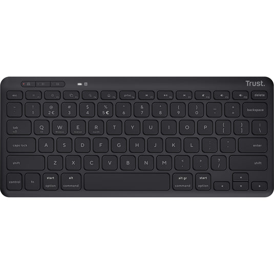 Trust lyra compact draadloos toetsenbord (zwart, us lay-out (qwerty), scissor switches, 65%, 2,4 ghz usb, bluetooth)