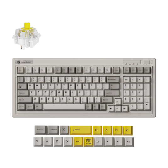 Keychron r5-m4 qmk wireless mechanical keyboard (grijs, us lay-out (qwerty), super banana, 96%, rgb, cherry pbt, hot swap, 2.4 ghz bluetooth 5.3 usb-c)