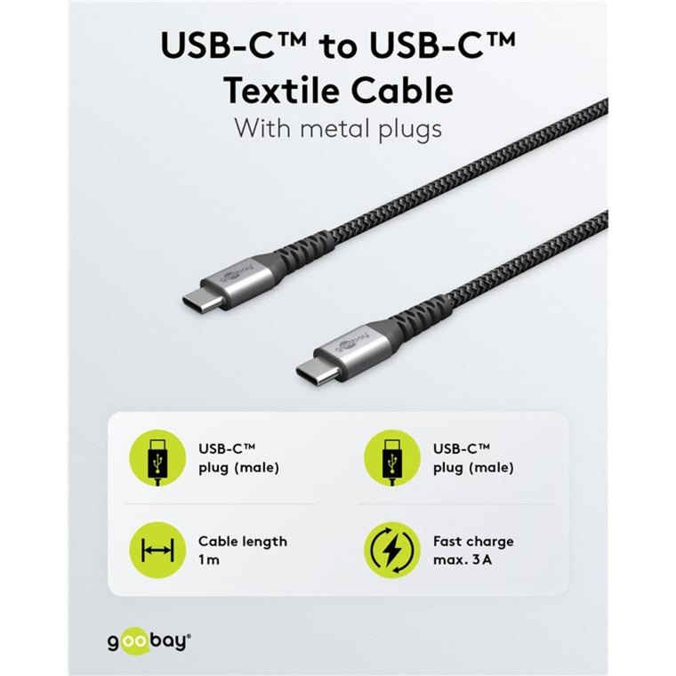 Afbeelding laden in galerijviewer, Goobay usb-c snellader nano (65 w) en usb-c textielkabel (zwart, 1 meter)
