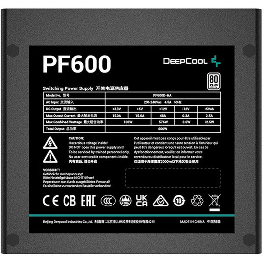 Deepcool pf600 600 watt voeding (zwart, 4x pcie)
