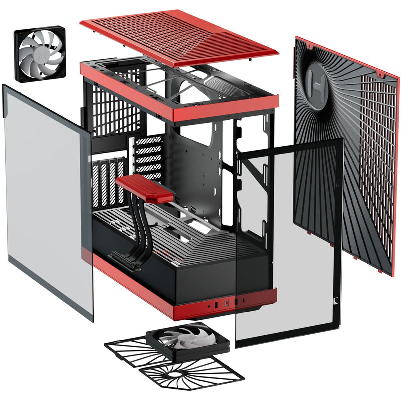 Afbeelding laden in galerijviewer, Hyte y40 midi tower behuizing (rood zwart | 2x usb-a | 1x usb-c | tempered glass)
