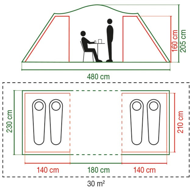Afbeelding laden in galerijviewer, Coleman spruce falls 4 tent (donkergroen lichtgrijs)
